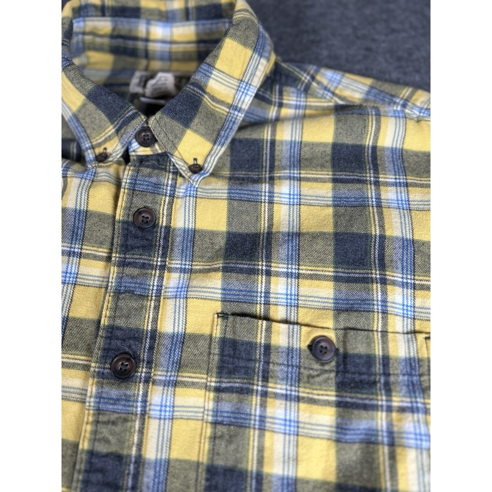 Duluth Trading Mens Large L Burlyweight Flannel Shirt Plaid Button Front Pockets